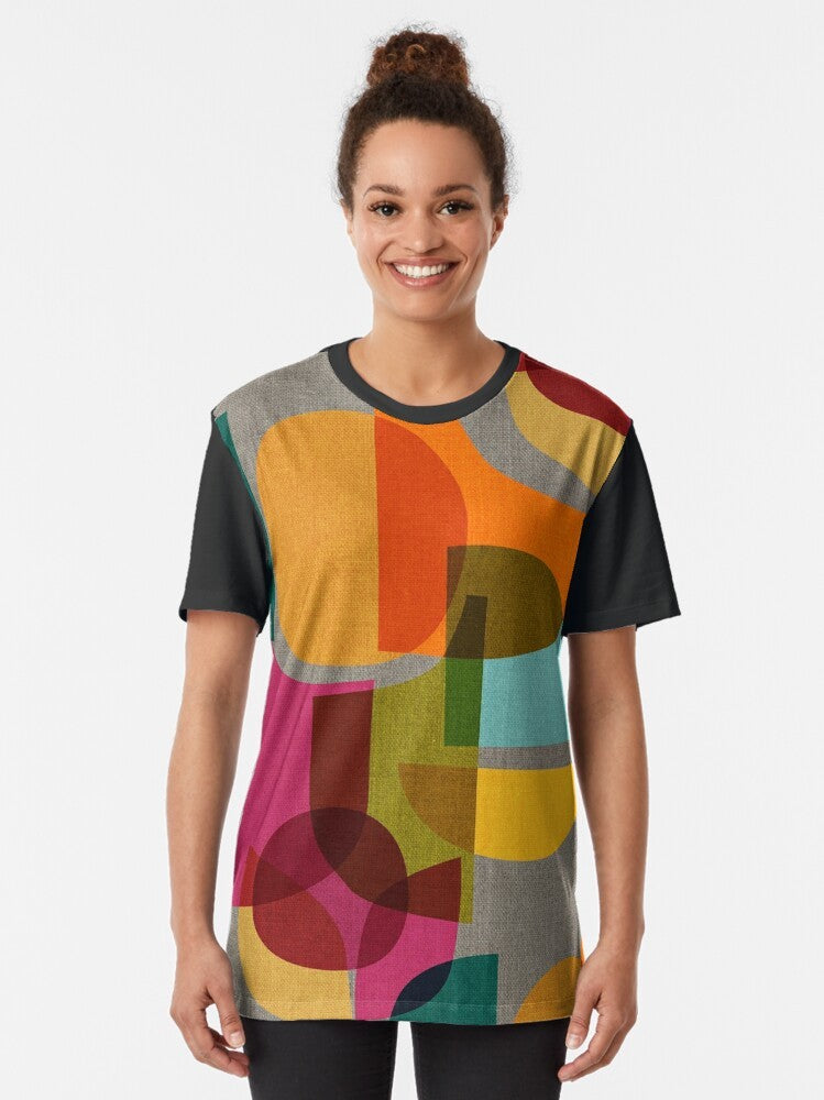 Mid century inspired kaleidoscope graphic on a t-shirt - Women