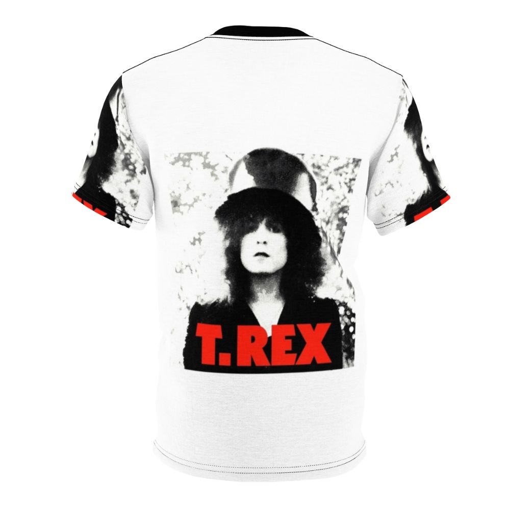 Retro psychedelic t-rex graphic t-shirt with a vintage vinyl, glam rock, and 70s music inspired design - Back