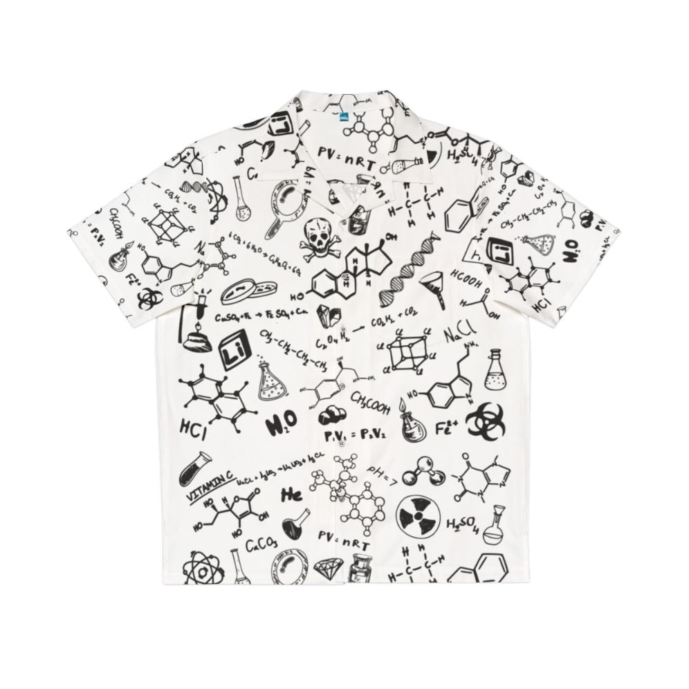 Chemistry Pattern Hawaiian Shirt with Periodic Table and Molecular Structure Design