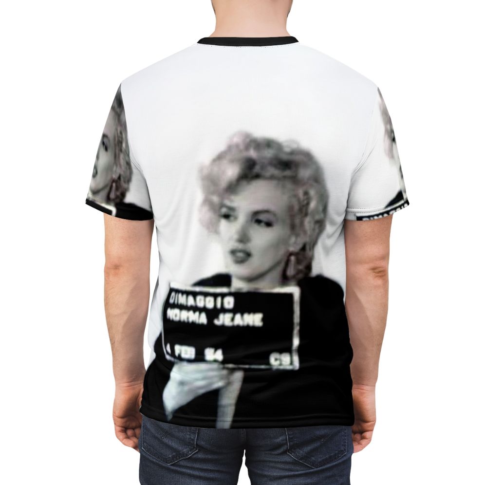 Vintage inspired t-shirt featuring an iconic mugshot of the famous blonde actress Marilyn Monroe - men back