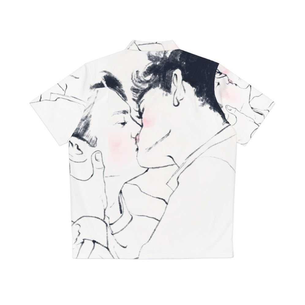 Heartstopper-inspired Hawaiian shirt featuring a kiss design - Back