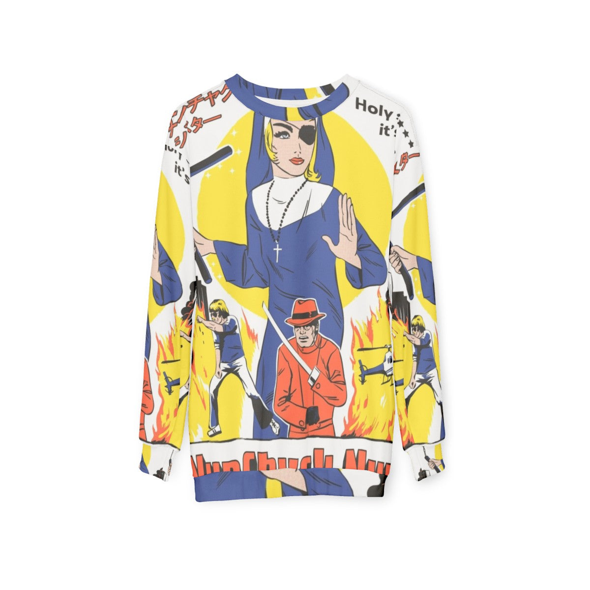 Nunchuck Nun 2 Retro Sweatshirt - hanging