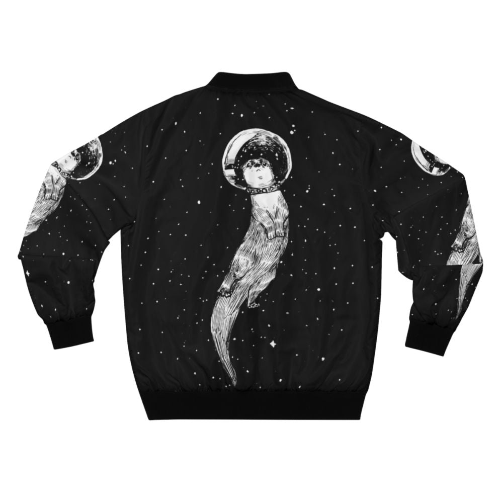 Otter floating in space on a bomber jacket design - Back