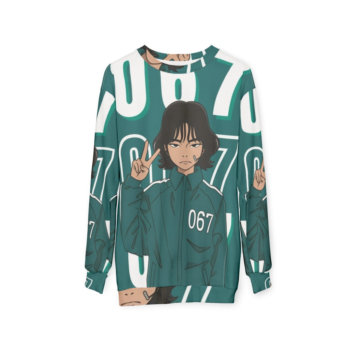 Squid Game Player 067 Kang Sae Byeok Sweatshirt - hanging