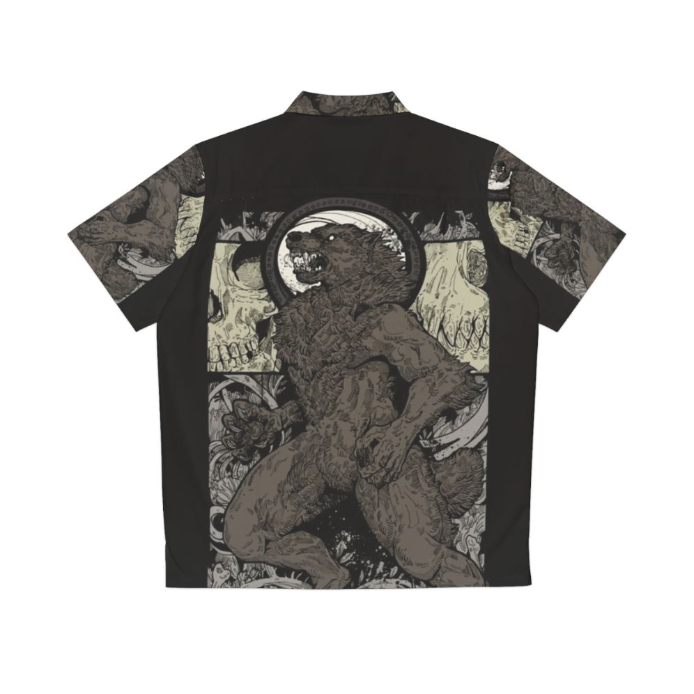 Ritual Wolf Hawaiian Shirt featuring a wolf and skull design - Back