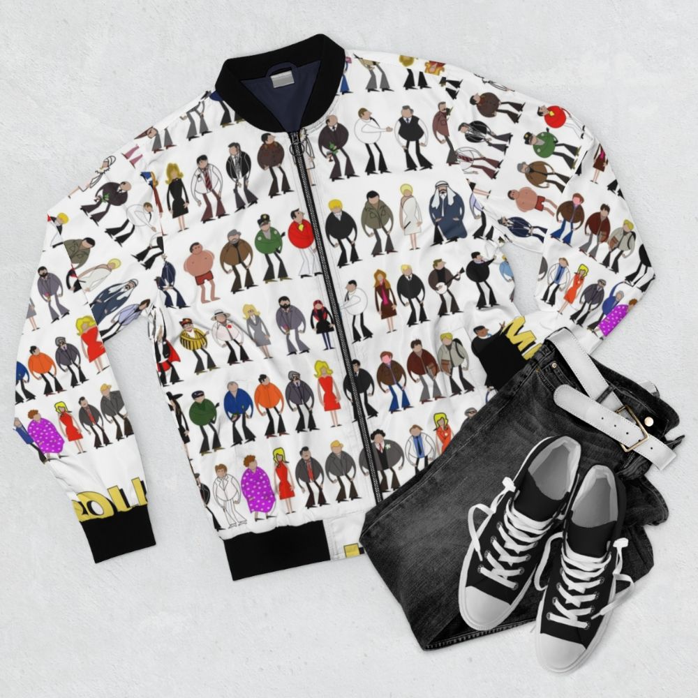 Columbo Bomber Jacket with Classic TV Graphics - Flat lay