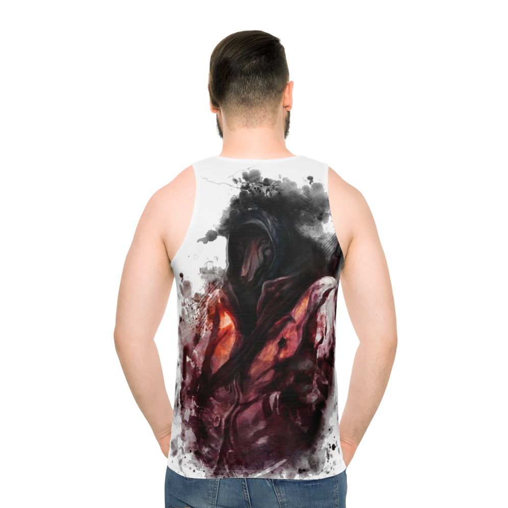 Darkwood Unisex Tank Top with Horror-Themed Design - men back