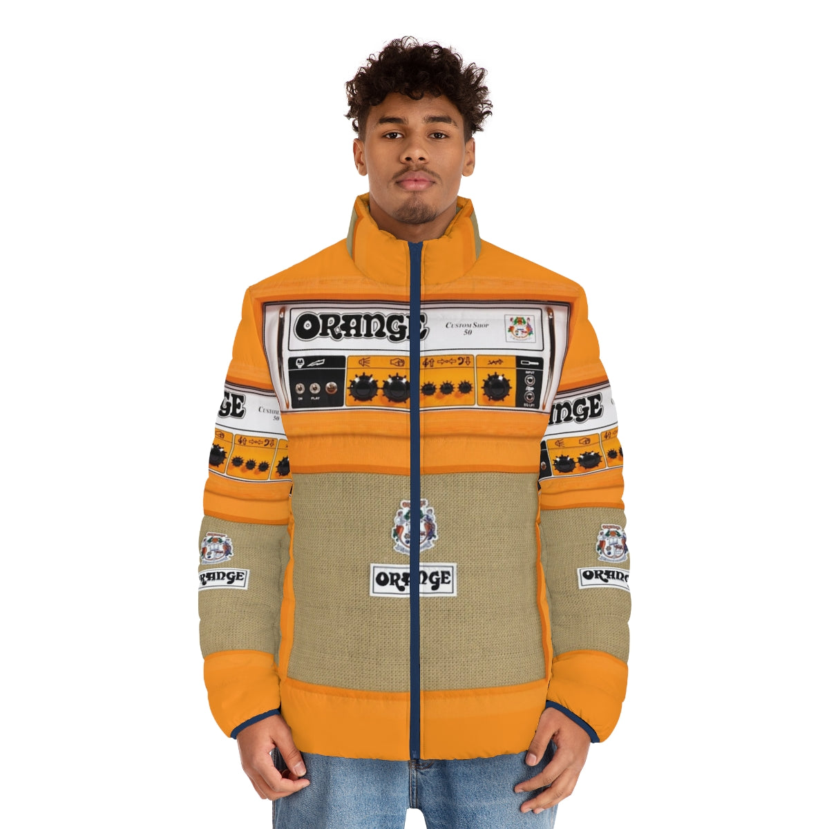 Orange Amp Amplifier Retro Puffer Jacket - men front