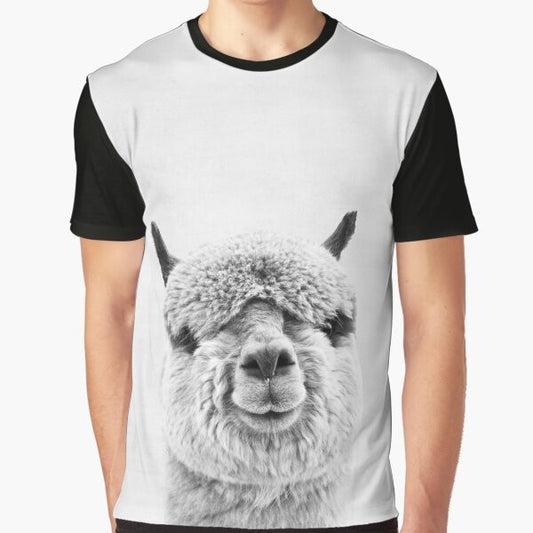 Alpaca graphic design on a modern, minimalist t-shirt