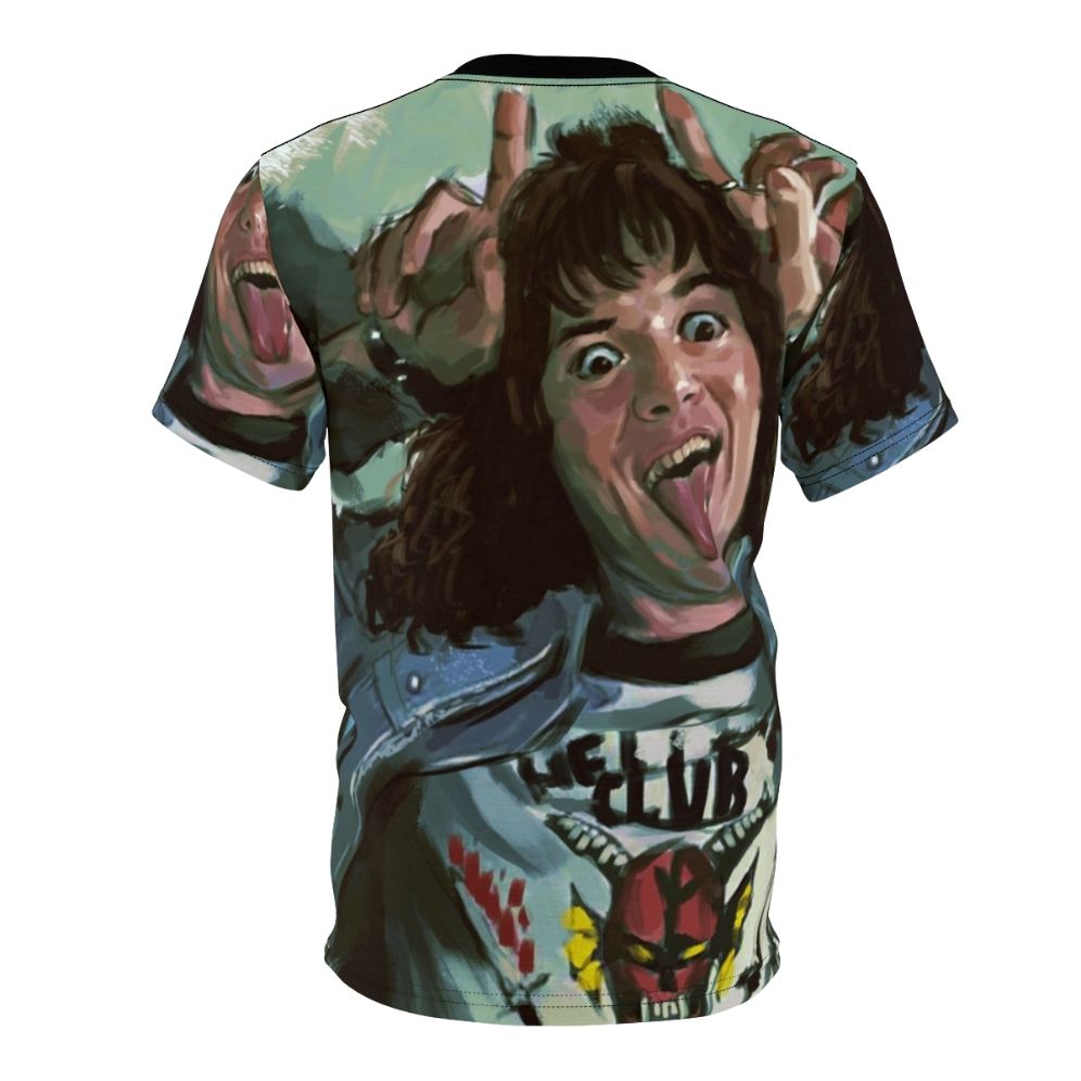 Portrait art t-shirt featuring Eddie Munson from the Netflix series Stranger Things - Back