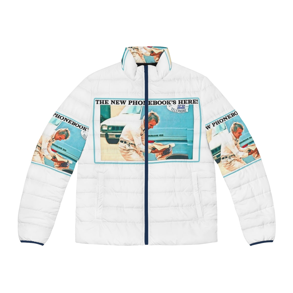 Ukiyo-e inspired puffer jacket featuring a nature landscape design