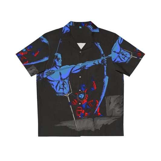 Retro cartoon Hawaiian shirt with three suns aligned