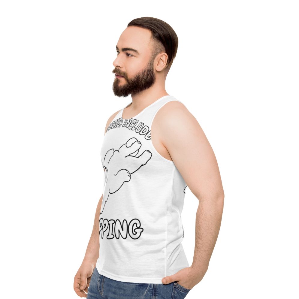 White cat napping unisex tank top - men side