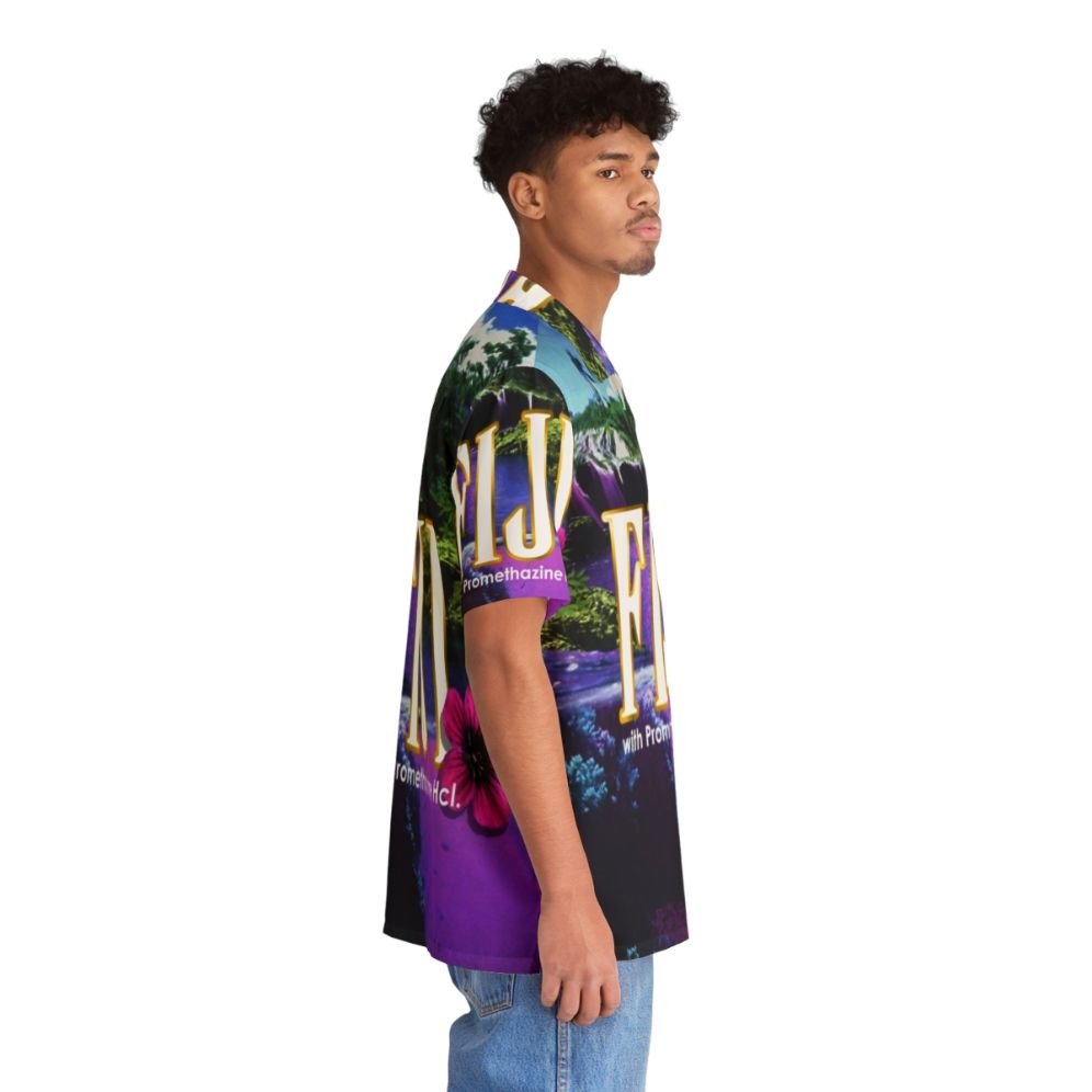 Vibrant Purple Hawaiian Shirt with Psychedelic Landscape Design - People Pight