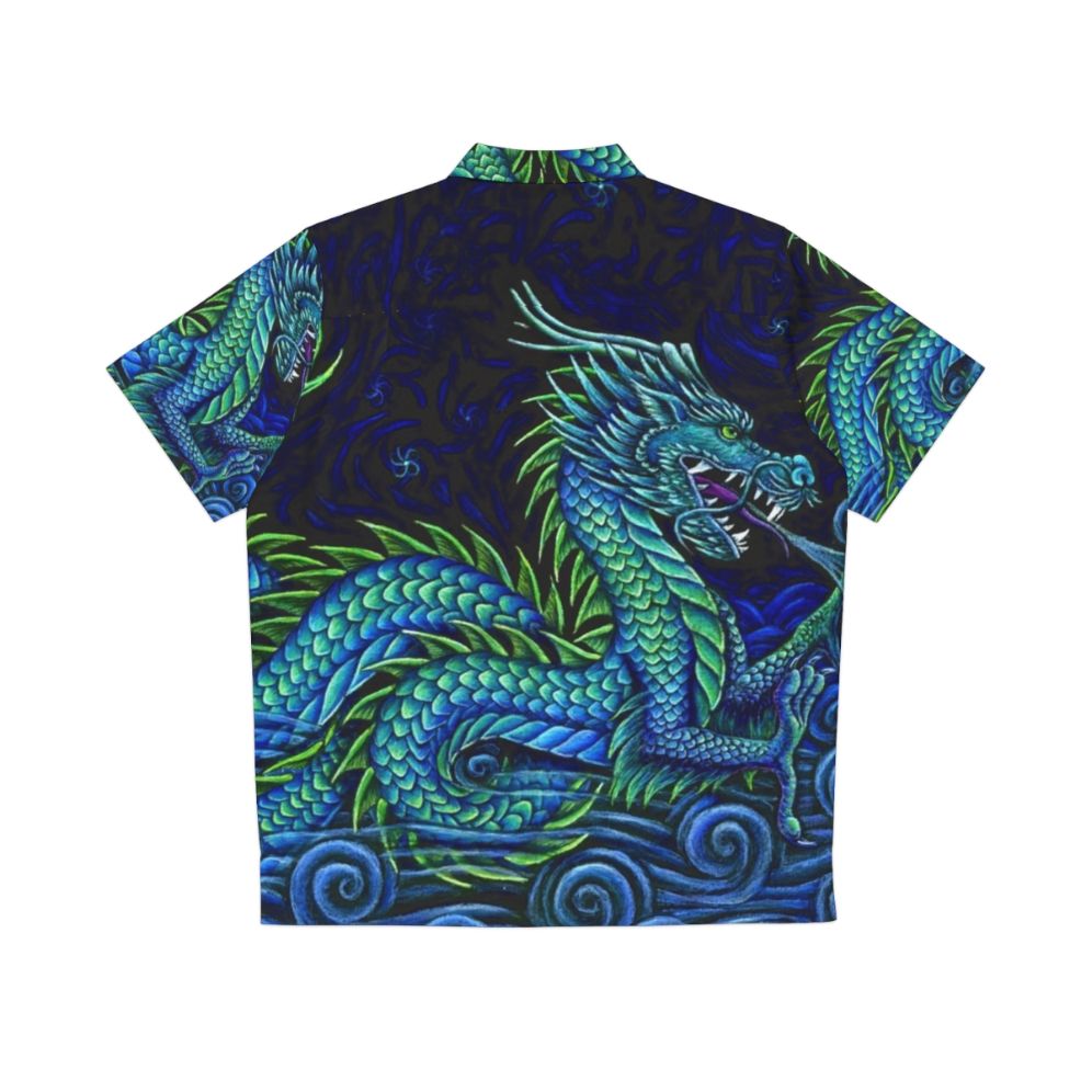 Colorful azure dragon printed on a Hawaiian shirt - Back