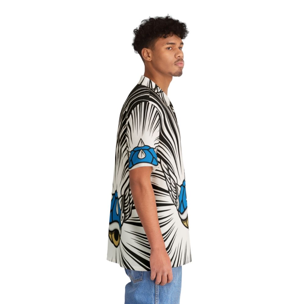 Blue Hawaiian shirt with Mario Kart inspired design - People Pight