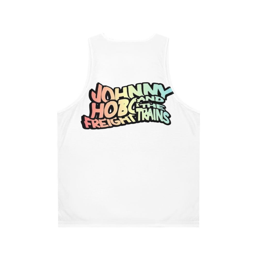 Folk punk unisex tank top with psychedelic and hippie inspired design - Back