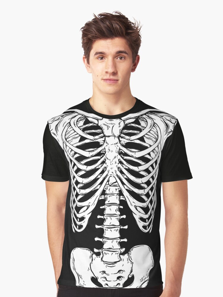 Anatomically correct human skeleton graphic design with ribcage and hips on a t-shirt - Men