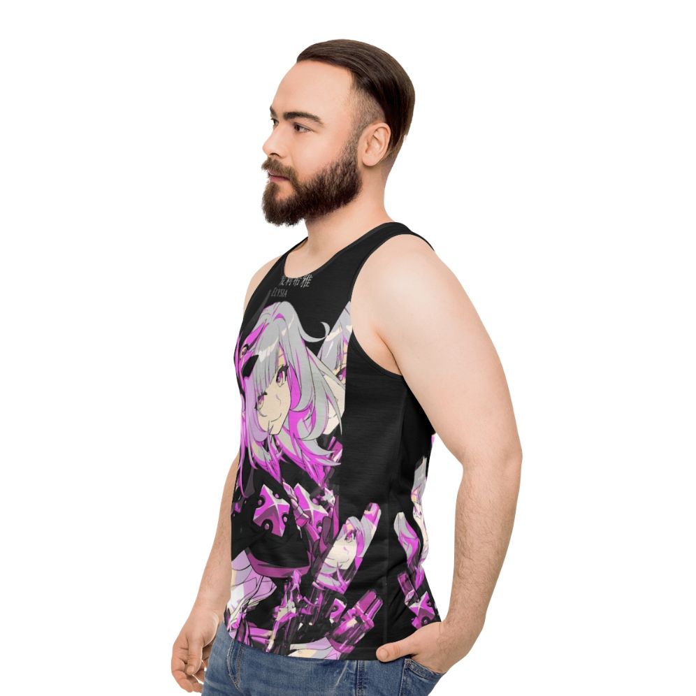 Reflective crystal unisex tank top with fantasy and anime design - men side