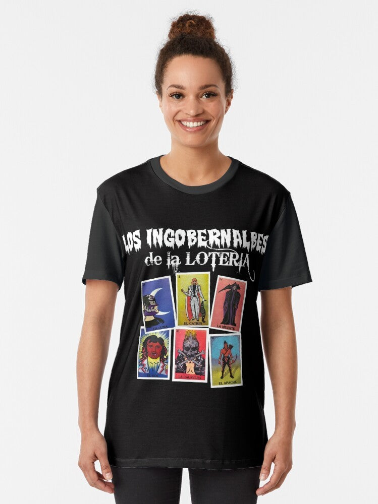 Los Ingobernables de JAPON graphic t-shirt featuring the NJPW Loteria design - Women