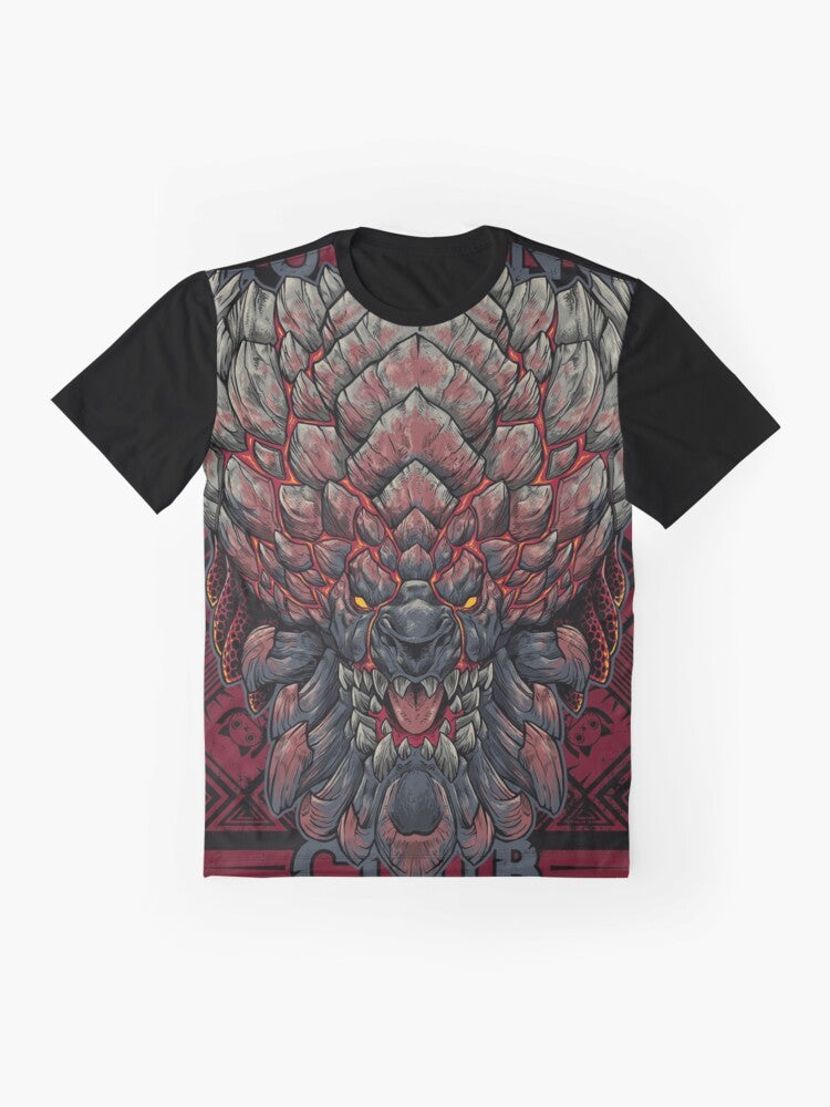 Hunting Club Bazelgeuse Graphic T-Shirt - Monster Hunter Inspired Wyvern Design - Flat lay