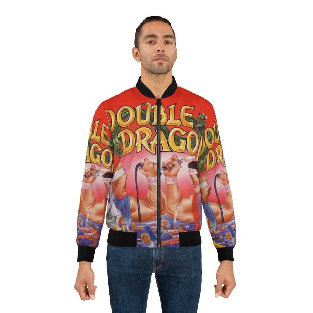 Retro Double Dragon bomber jacket featuring classic video game inspired design - Lifestyle