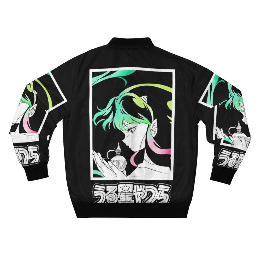 Retro anime inspired URUSEI YATSURA bomber jacket with Lamu and Rumiko Takahashi characters - Back