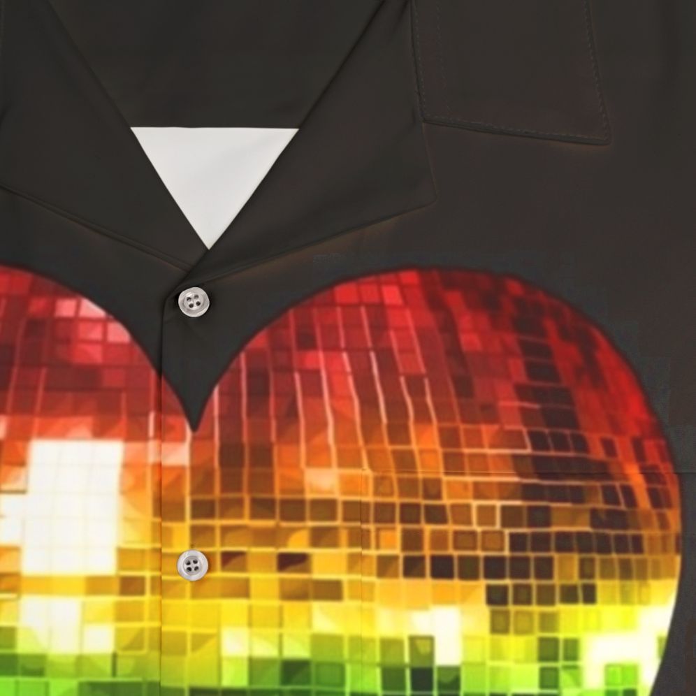 Rainbow Disco Ball Heart Hawaiian Shirt - Detail