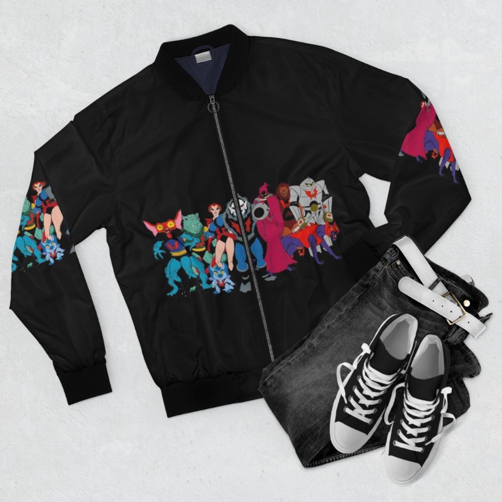 Masters of the Universe Horde Life Bomber Jacket with iconic He-Man and She-Ra characters - Flat lay