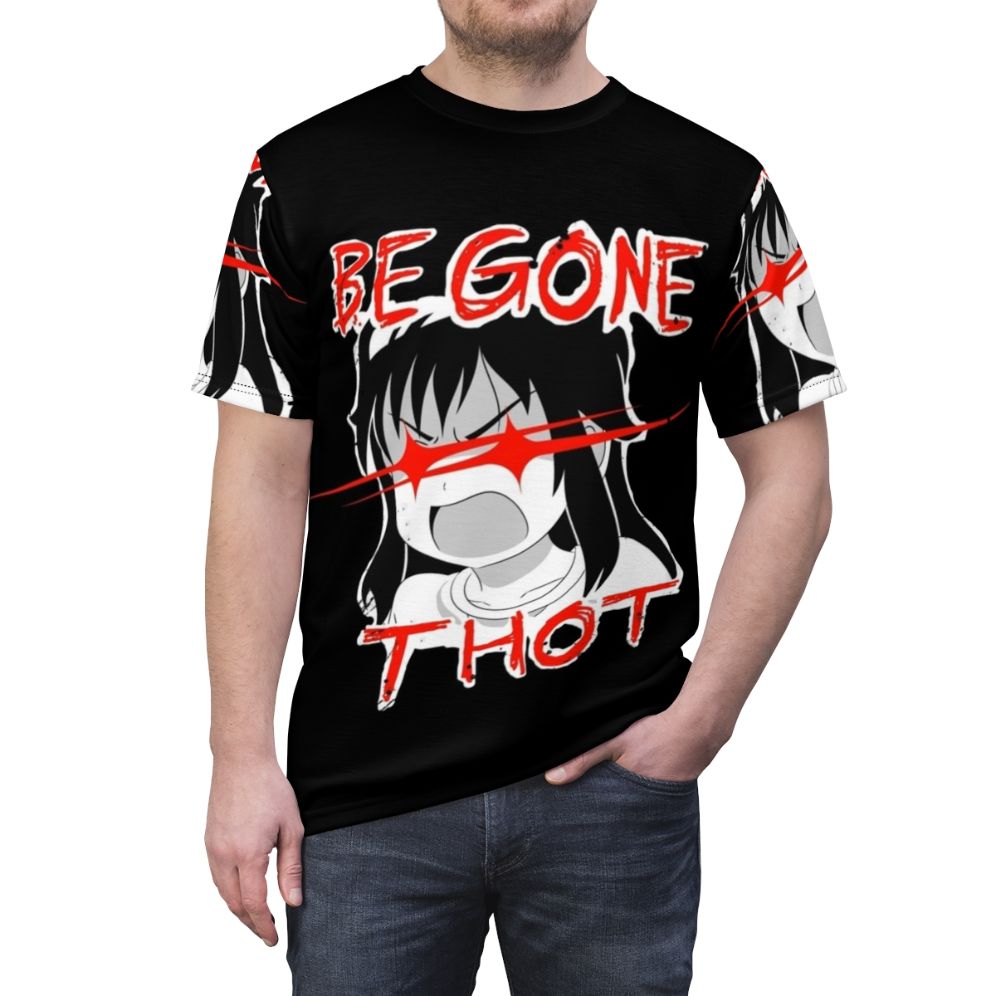 Anime-style "Be Gone Thot" graphic t-shirt - men front