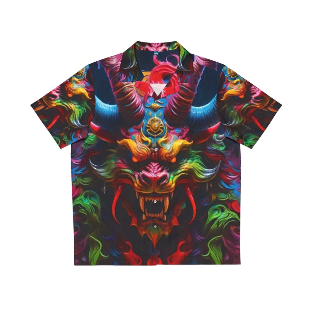 Demon Dragon Hawaiian Shirt with Japanese Tattoo Design