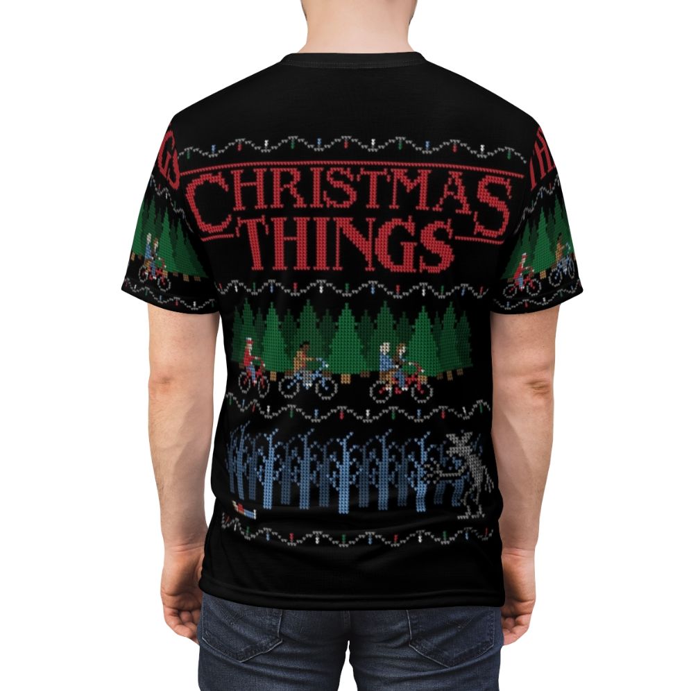 Festive Christmas sweater design printed on a high-quality t-shirt - men back