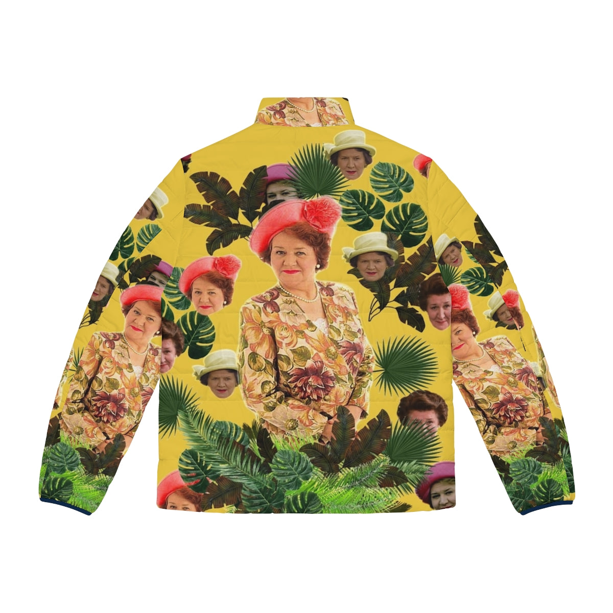 Hyacinth Bucket-inspired puffer jacket with a bouquet design - Back