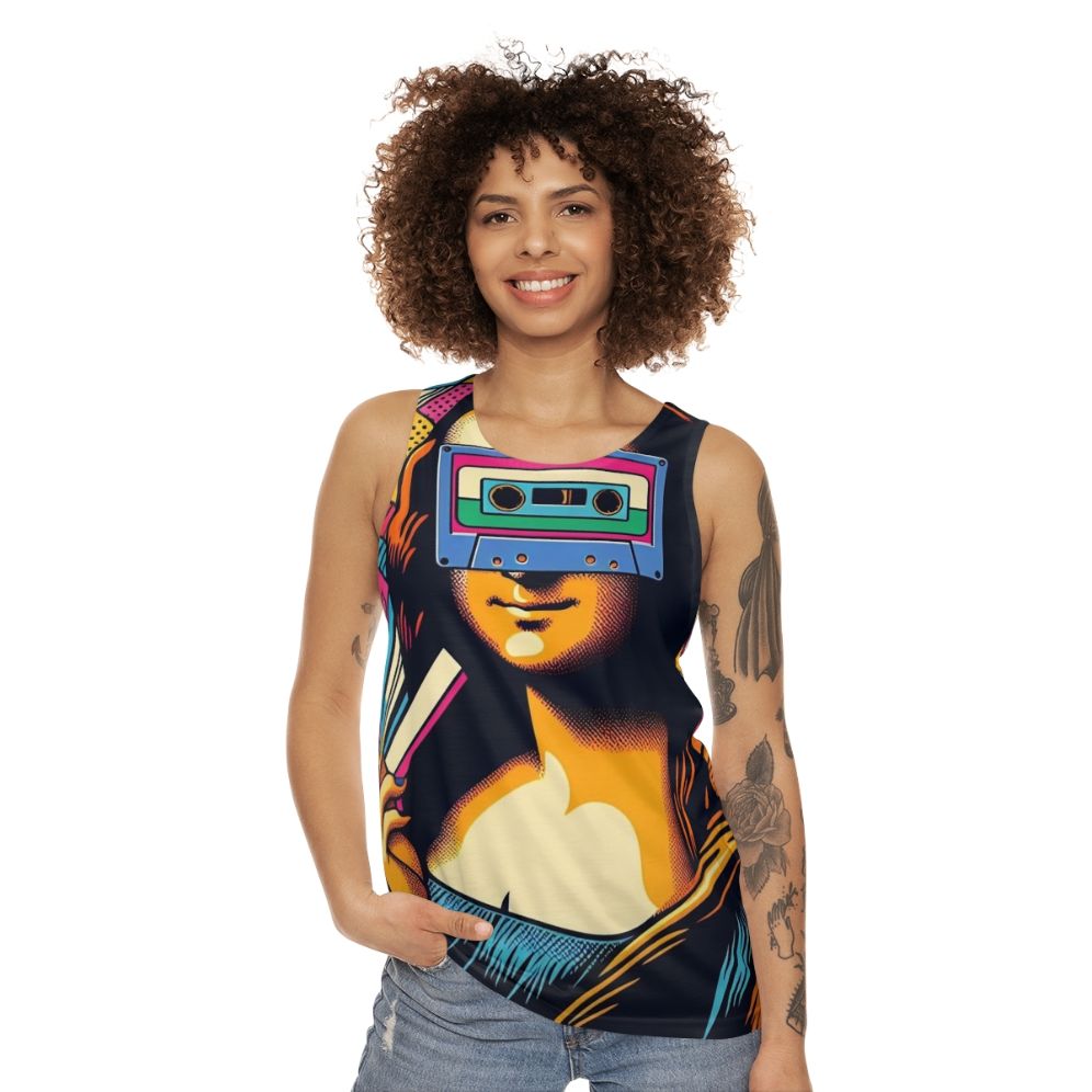 DJ Mona Unisex Tank Top featuring Mona Lisa artwork - women