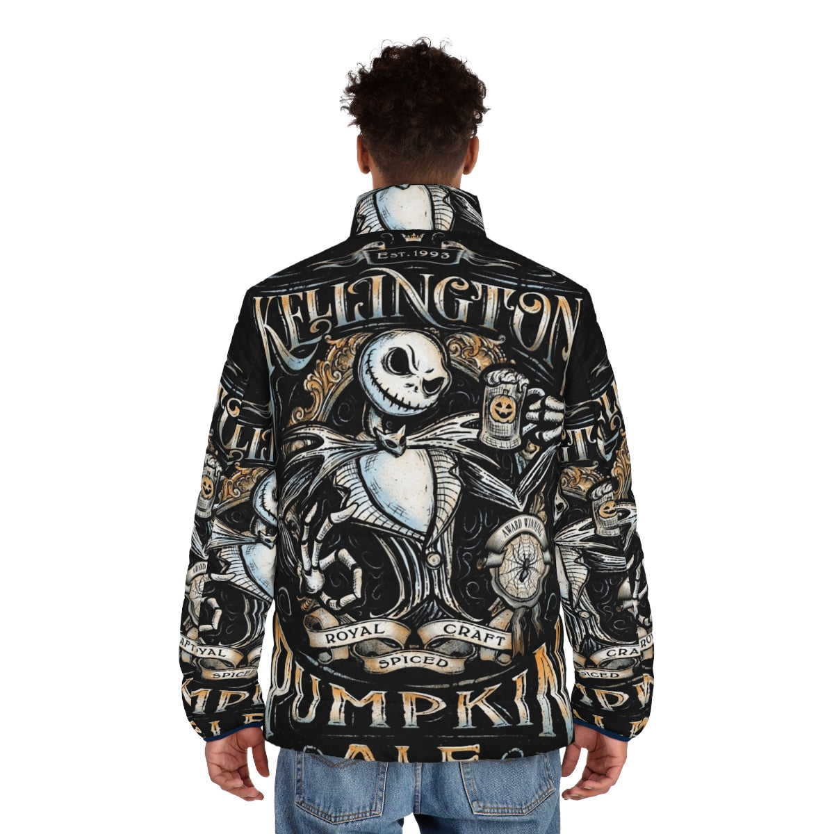 Jack Skellington Pumpkin King Puffer Jacket - men back