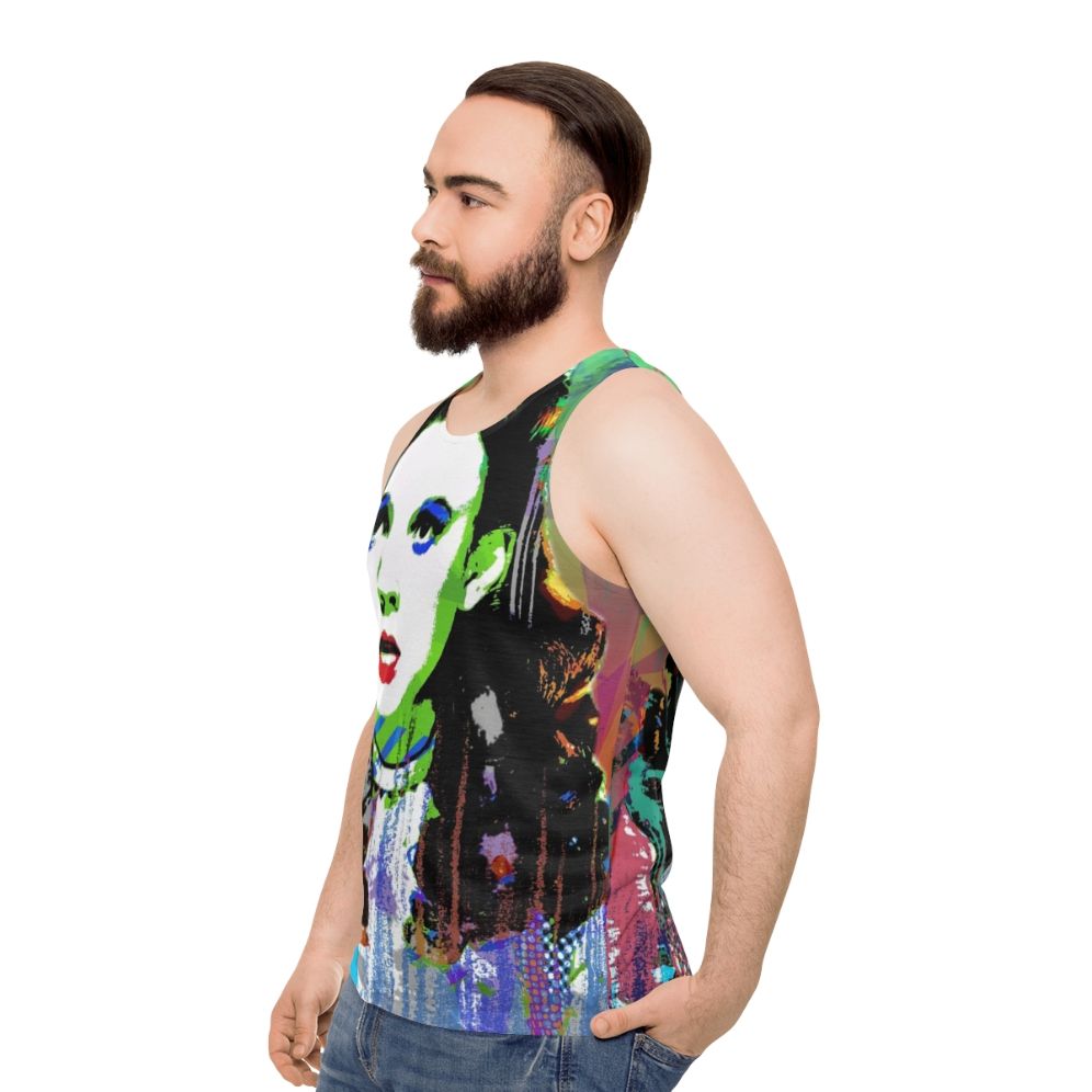 Unisex tank top with Judy Garland and Wizard of Oz inspired design - men side