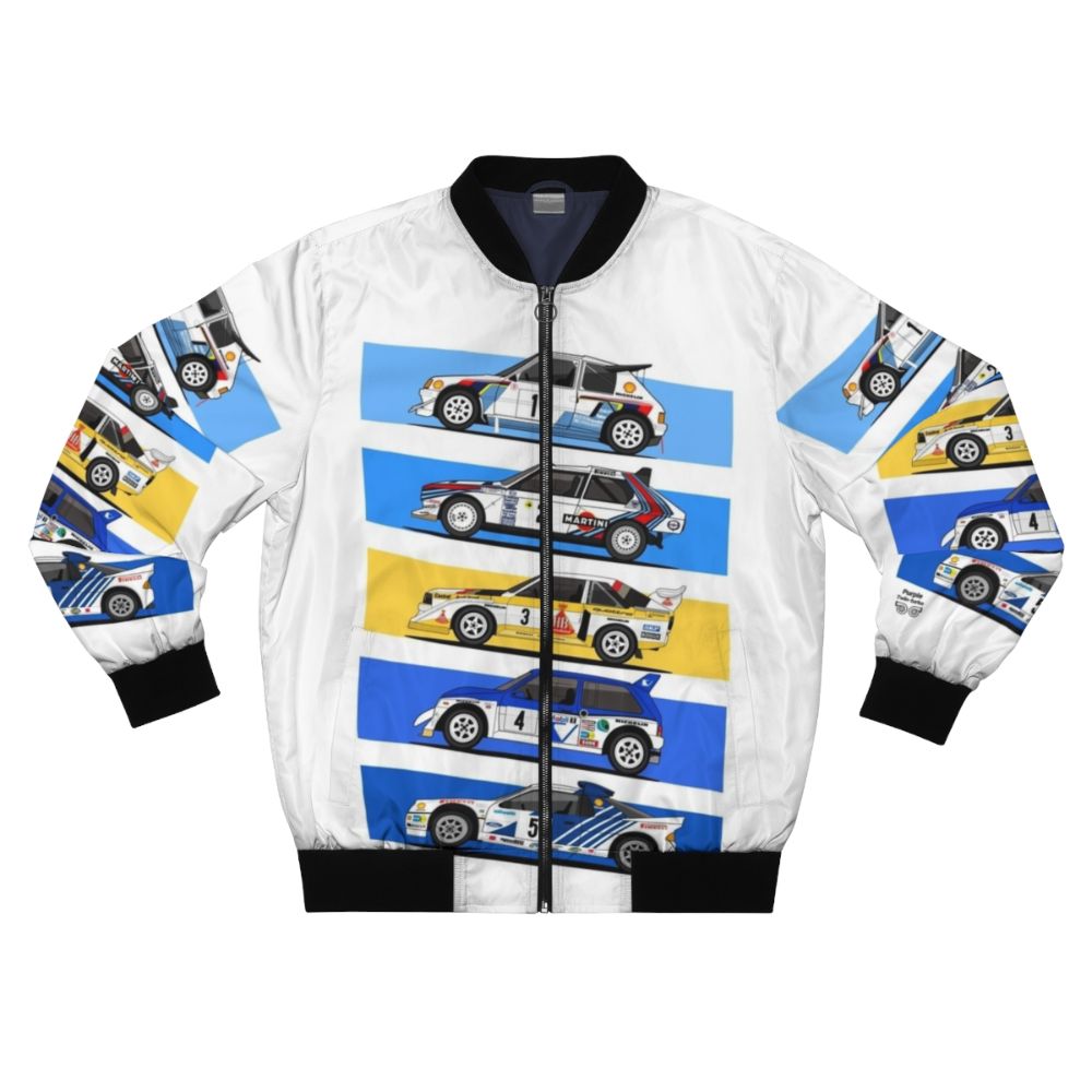 Vintage 1986 Group B rally car inspired bomber jacket