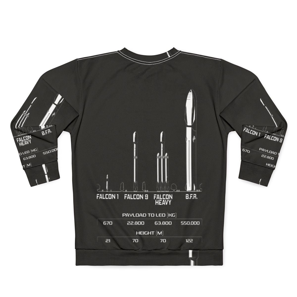 SpaceX BFR Elon Musk Big F*ing Rocket Graphic Sweatshirt - Back