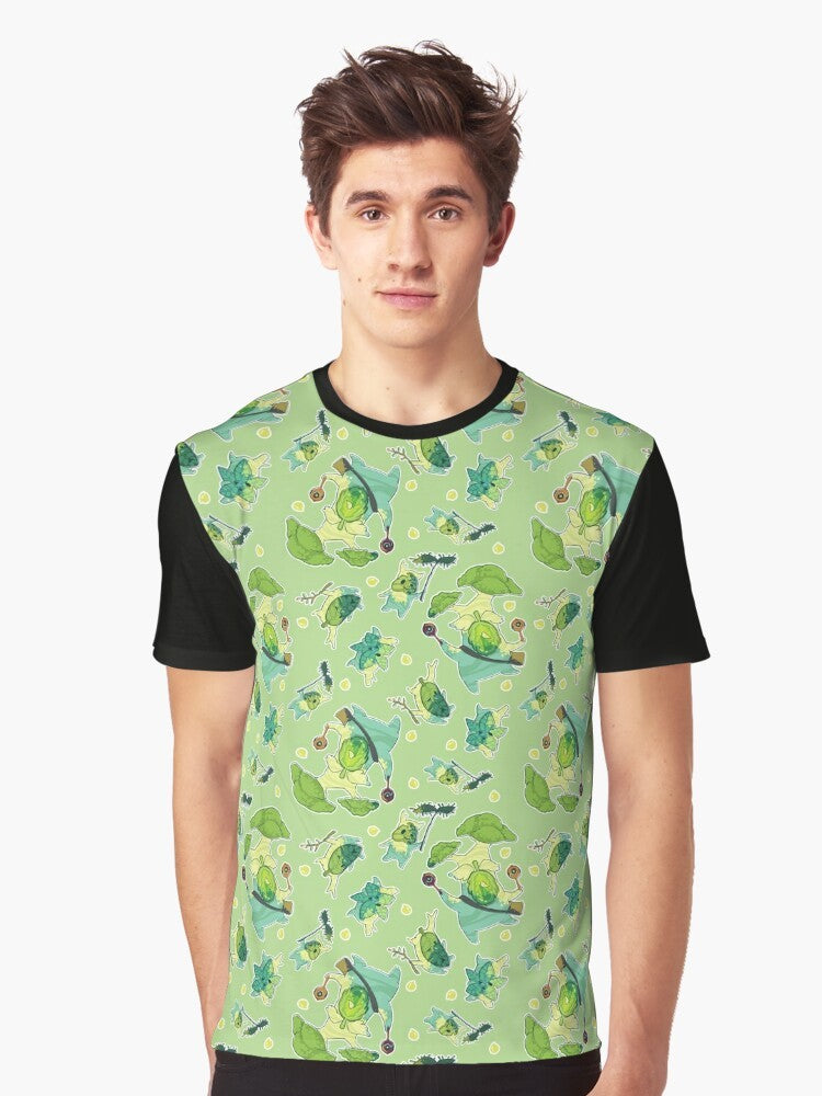 Korok pattern graphic t-shirt featuring a nature-inspired design from The Legend of Zelda: Breath of the Wild - Men