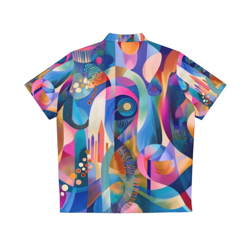 Vibrant Abstract Church Hawaiian Shirt with Geometric Patterns - Back