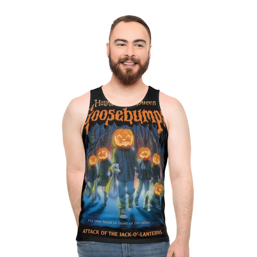 Glow-in-the-dark haunted halloween goosebumps unisex tank top - men