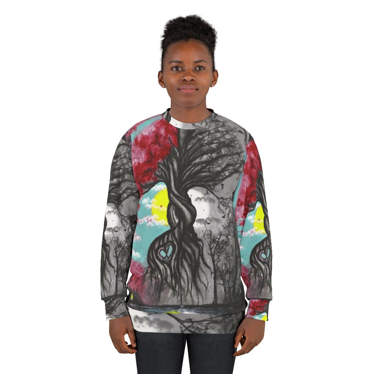 Tree of Life and Death Sweatshirt with Poetic Reflection - women