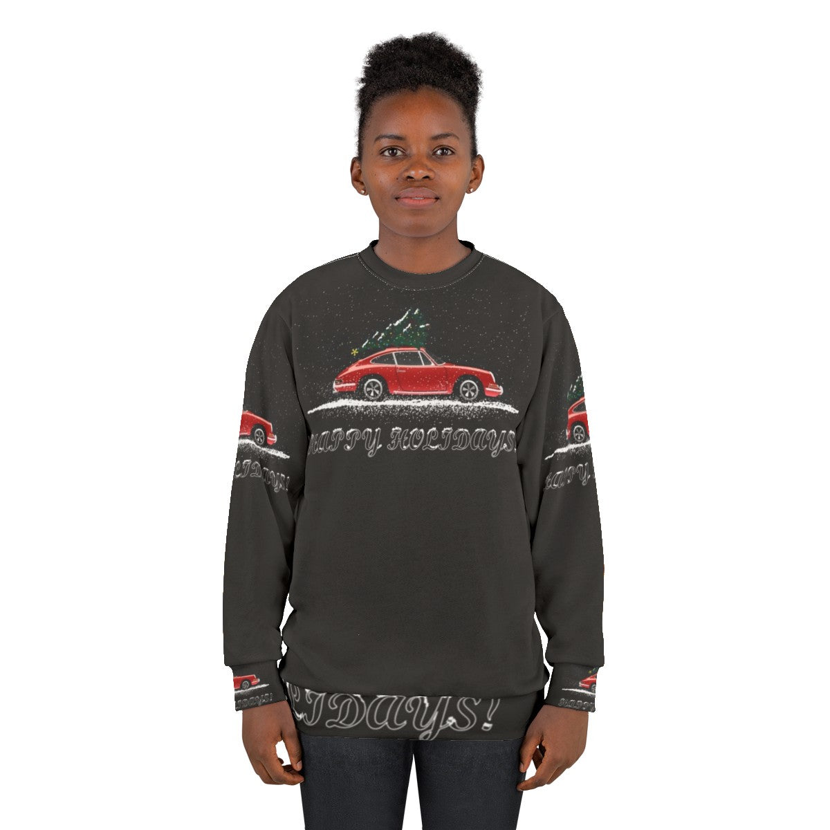 Christmas 911 Sweatshirt with Porsche and Holiday Graphics - women