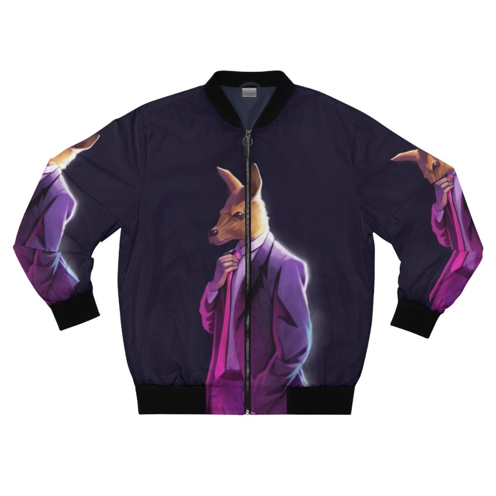 Atheism-inspired bomber jacket featuring a kangaroo (Roo) design and the "Atheism is Unstoppable" logo