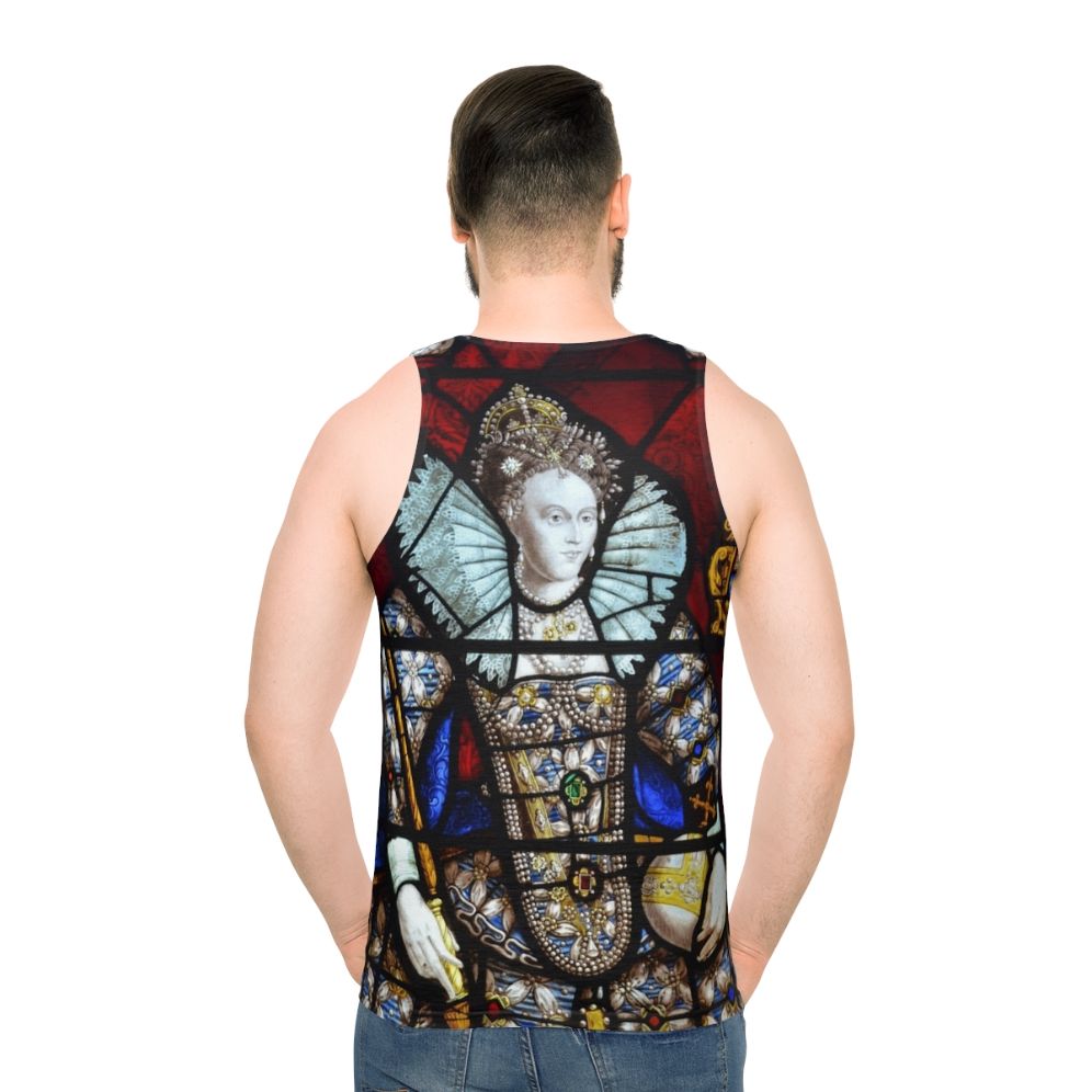 Queen Elizabeth I Stained Glass Unisex Tank Top - men back