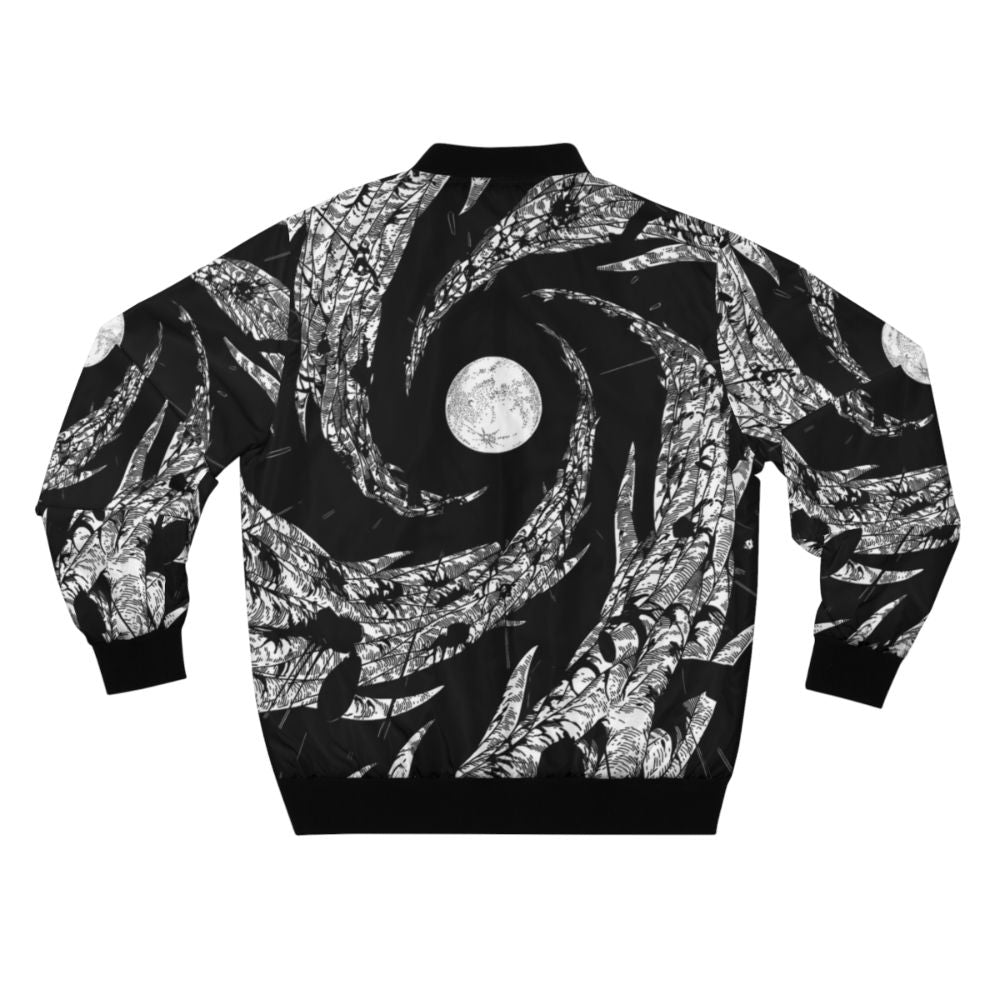 Dark Moon and Rain Bomber Jacket with Nature Motifs - Back