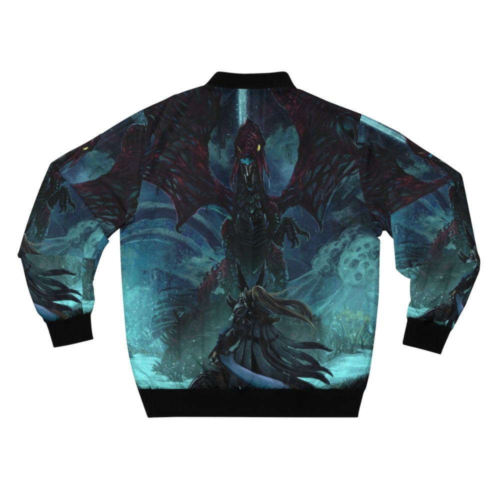 Vaal Hazak Monster Hunter-inspired bomber jacket with dark, rotten design elements - Back