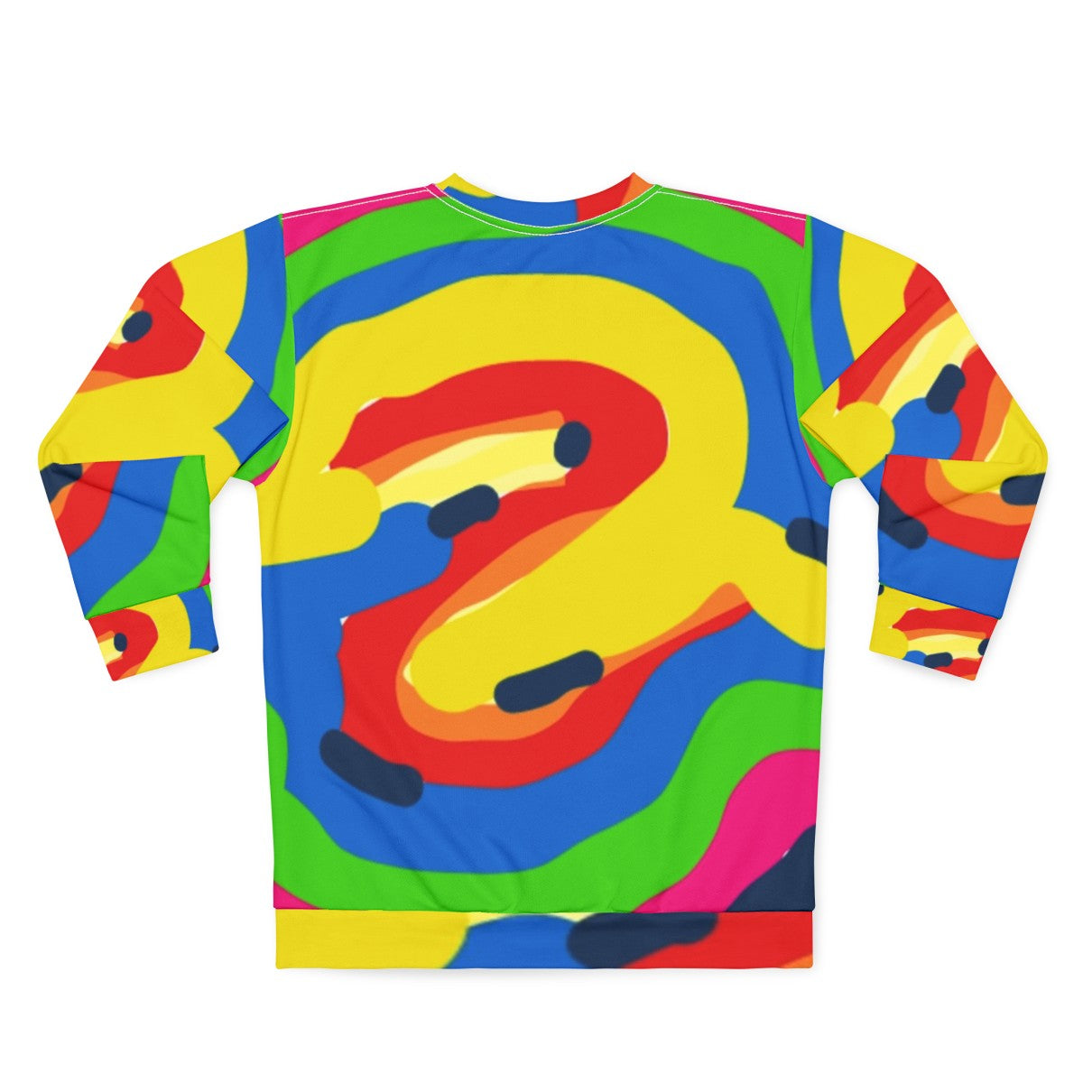 Colorful graphic sweatshirt with various patterns and designs - Back