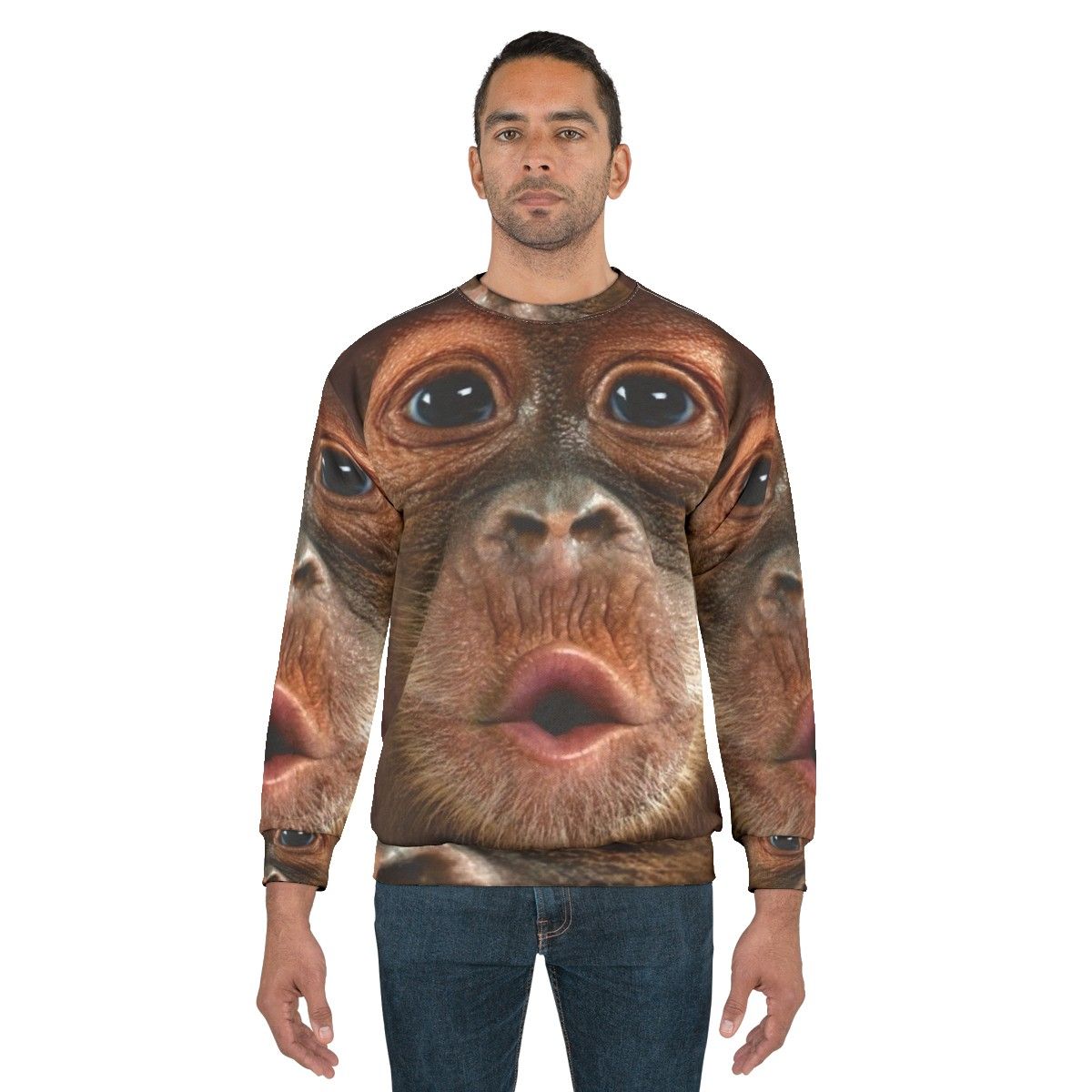 Hyper Realistic Baby Orangutan Monkey Sweatshirt - men