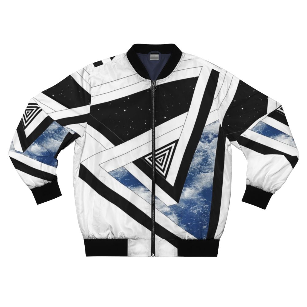 Cosmic Bomber Jacket with Geometric Space-Inspired Design